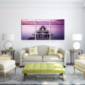 3 Panel Calmness Picture Print on Canvas/Wholesale Lavender Color Sea Wall Art/Wood Bridge Canvas Art